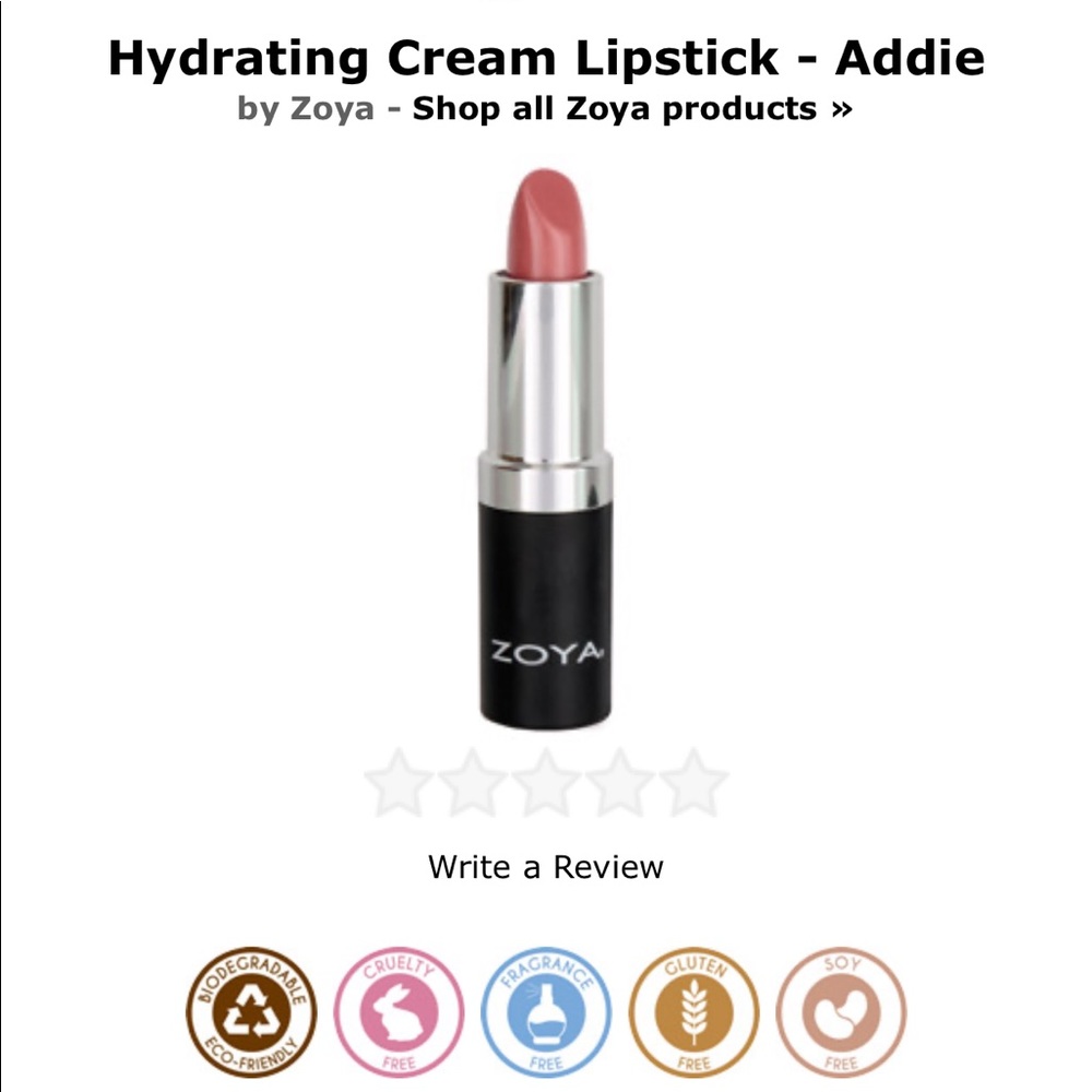 New. Zoya cream lipstick in shade: Addie